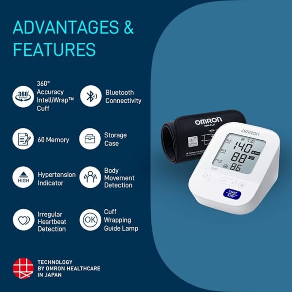 Omron HEM 7156 T Digital Blood Pressure Monitor with 360° Accuracy Intelli Wrap Cuff for All Arm Sizes Accurate Measurements and Bluetooth Connectivity