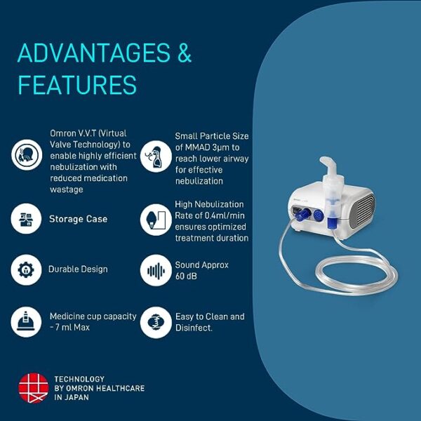 Omron NE C28 Compressor Nebulizer For Child and Adult With Virtual Valve Technology Ensuring Optimum Medicine Delivery to the Raspiratory System