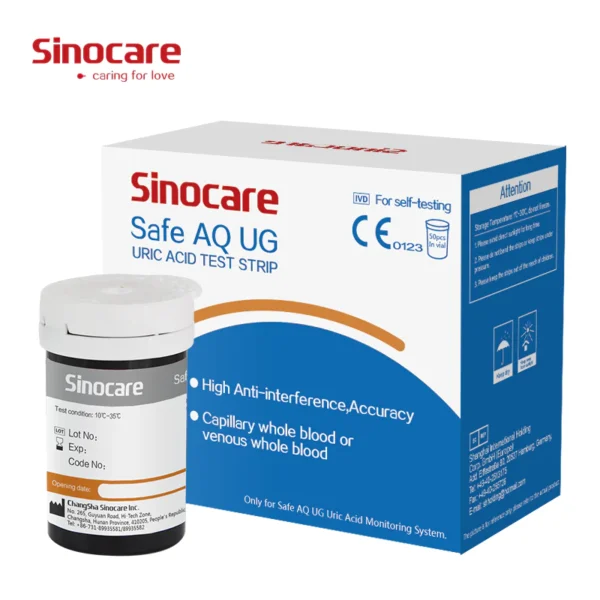 Sinocare Blood Glucose Uric Acid Meter with Advanced Test Strips Lancet Safe AQ UG for Multifunctions