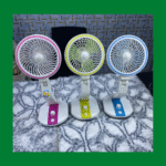 Compact and foldable LED fan with USB recharge and quiet operation