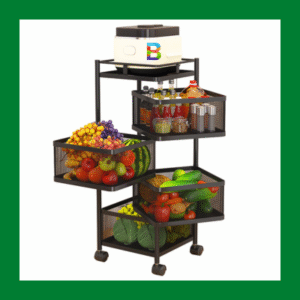4 Layer Square Shape Kitchen Rack for organizing kitchen items