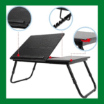 Foldable Double Head Laptop Table – Adjustable Bed Desk with Cup Holder