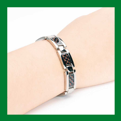 Bio Magnetic Bracelets – Green, Red & Black Carbon Fiber Design