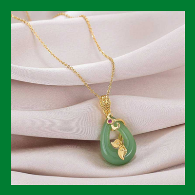Buddha Stones Jade Oval Pattern Blessing Fortune Necklace Pendant from buyonebd