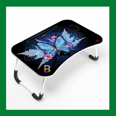 Foldable Laptop Table Sticker Printed with adjustable height, portable, stylish design for comfortable work or study.