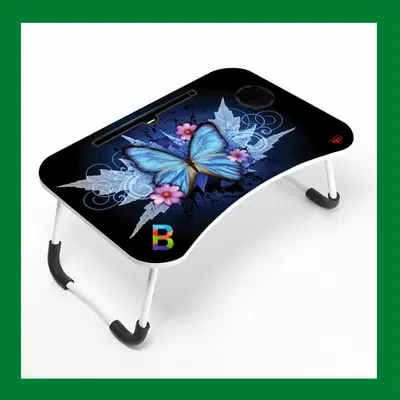 Foldable Laptop Table Sticker Printed with adjustable height, portable, stylish design for comfortable work or study.